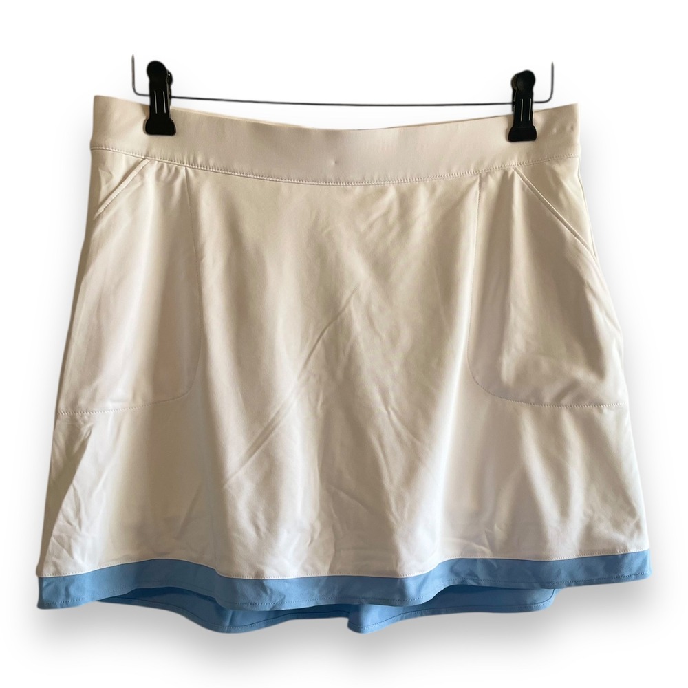 Peter Millar Women's White Blue Sally Trim Golf Tennis 16" Skort Size L NWT